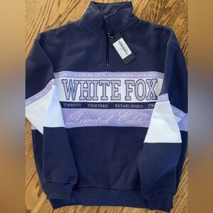 White Fox Boutique Navy and White Sweatshirt